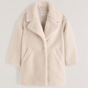 brand new abercrombie & fitch cream teddy coat